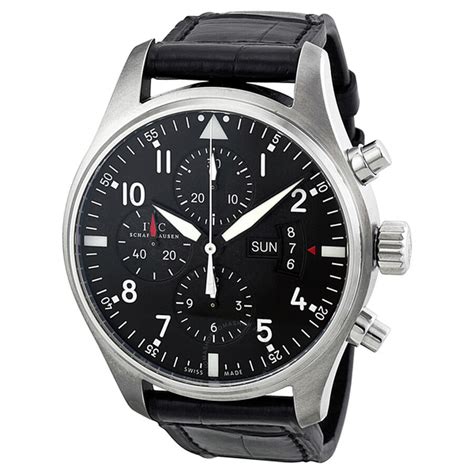 iwc pilot black leather